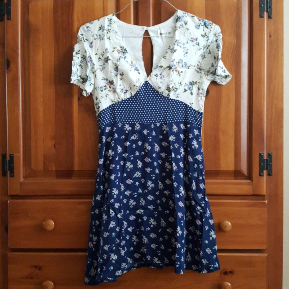 Mixed pattern tea dress